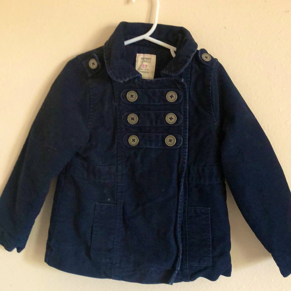 5T girls Old Navy Heavy Pea Coat, Navy VGUC